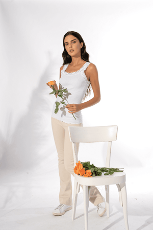 602 CAMI LACE TRIM WHITE
