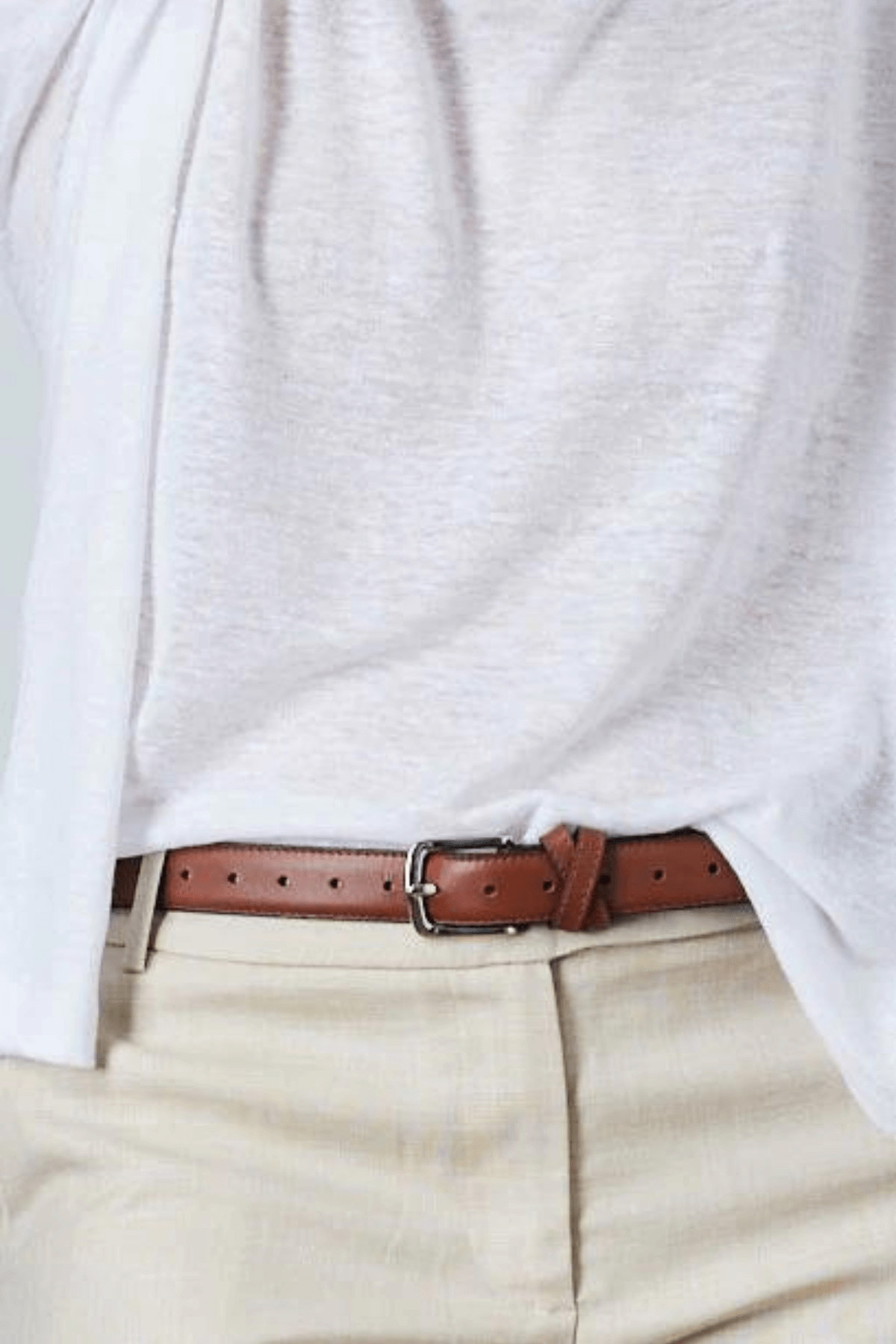 BOYFRIEND BELT TAN/NICKLE