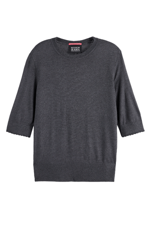 CREW NECK SHORT SLEEVED PULLOVER CHARCOAL MELANGE