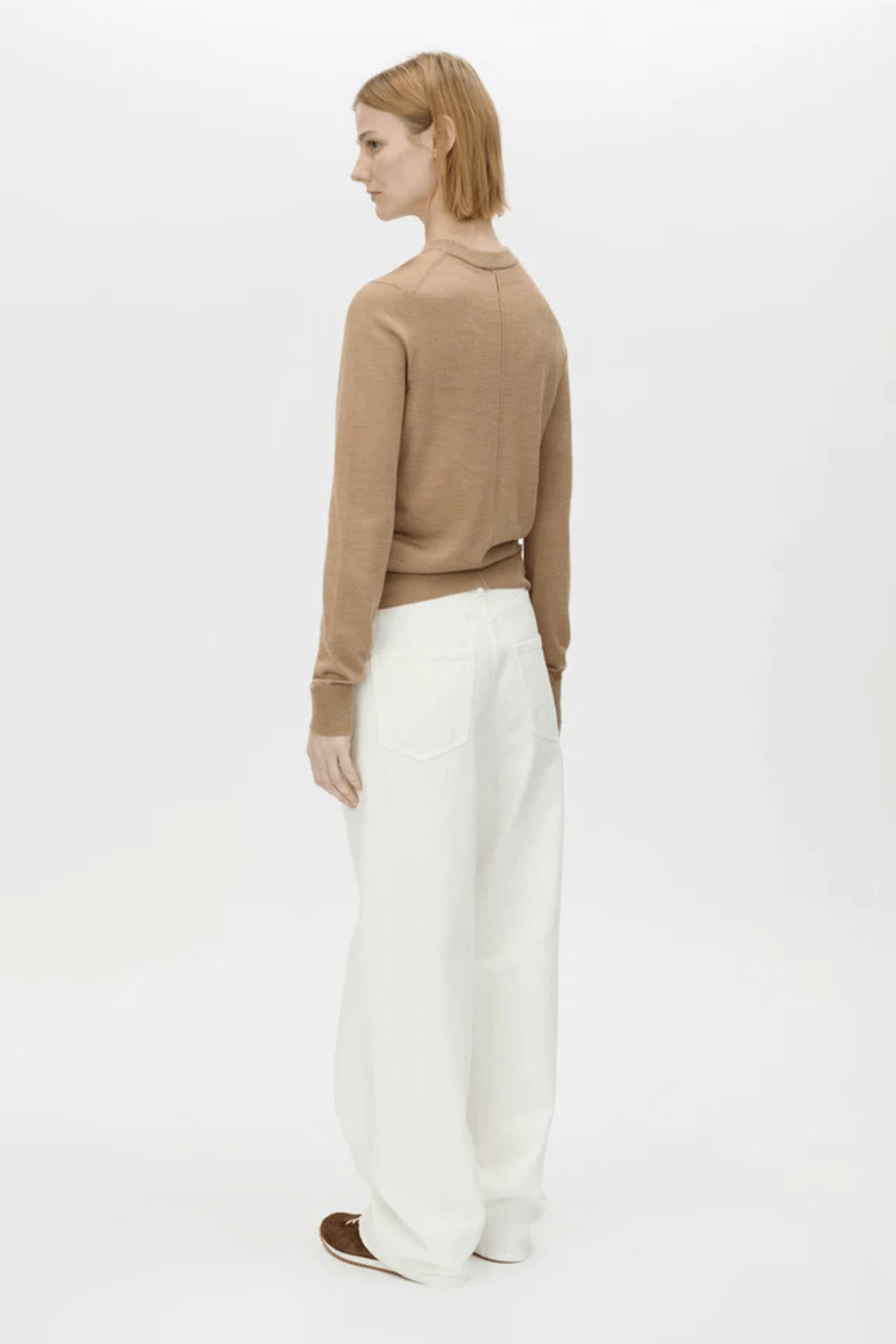 LEONA CLASSIC CREW SWEATER TAN MELANGE