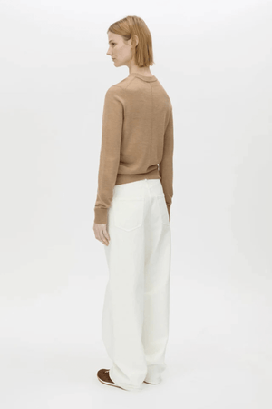 LEONA CLASSIC CREW SWEATER TAN MELANGE