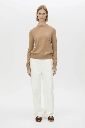 LEONA CLASSIC CREW SWEATER TAN MELANGE