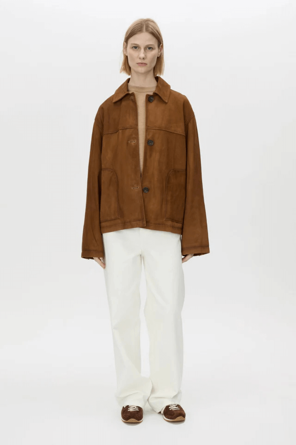 LEONA CLASSIC CREW SWEATER TAN MELANGE