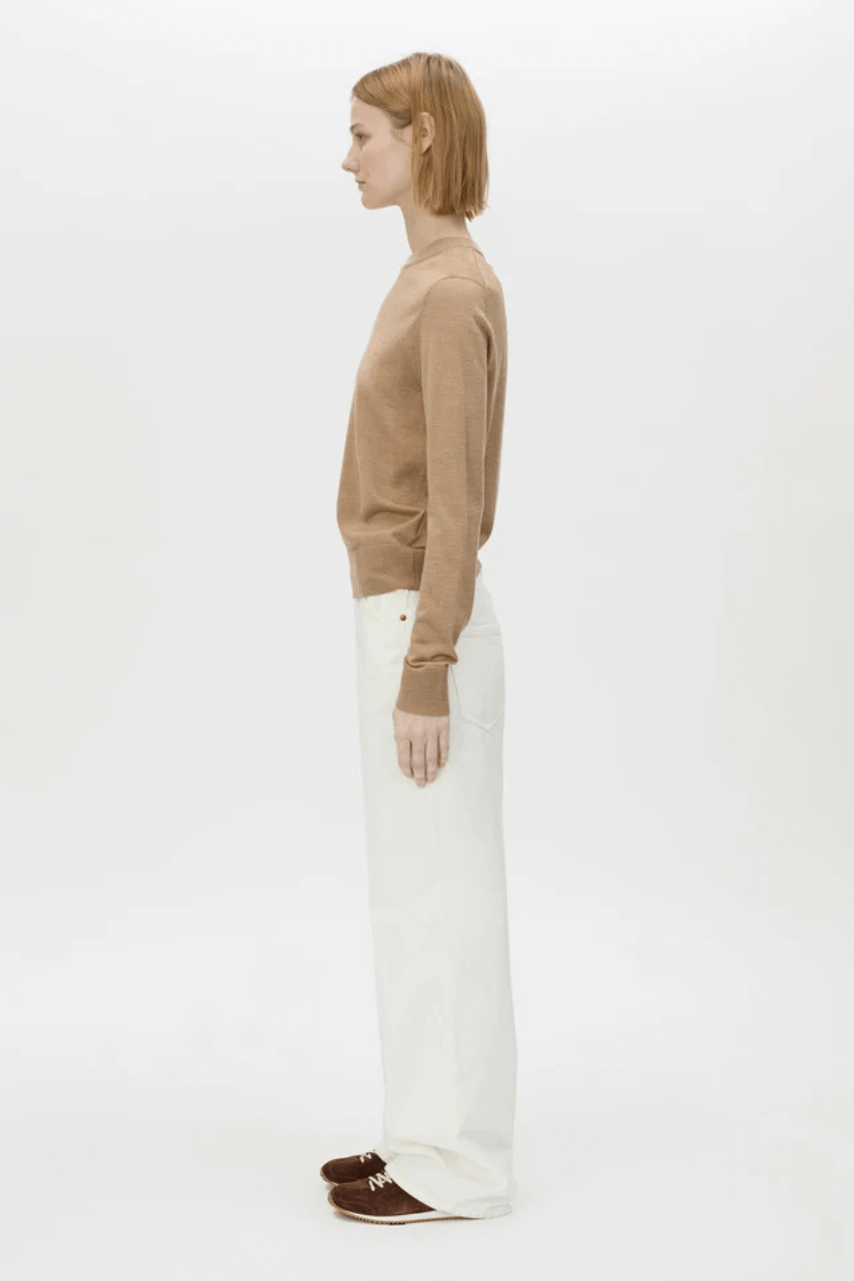 LEONA CLASSIC CREW SWEATER TAN MELANGE