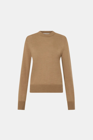 LEONA CLASSIC CREW SWEATER TAN MELANGE