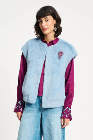 GILET FUR MISTY BLUE