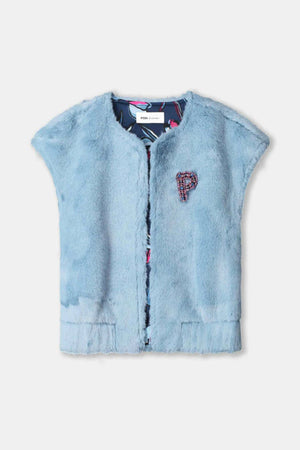 GILET FUR MISTY BLUE