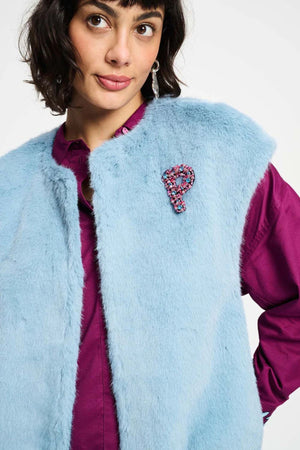 GILET FUR MISTY BLUE