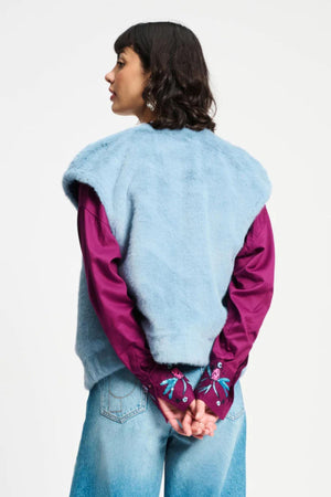 GILET FUR MISTY BLUE