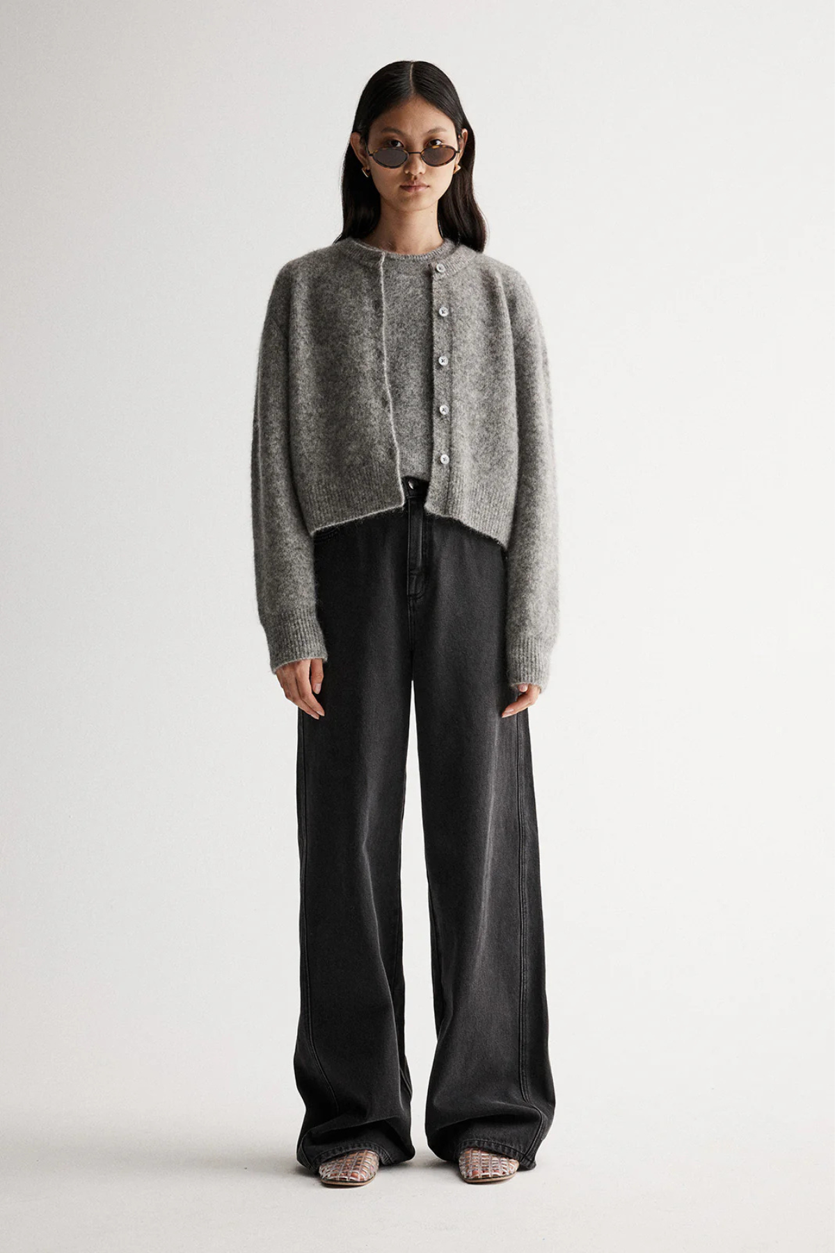 ABIGAIL KNIT CARDIGAN GREY MARLE