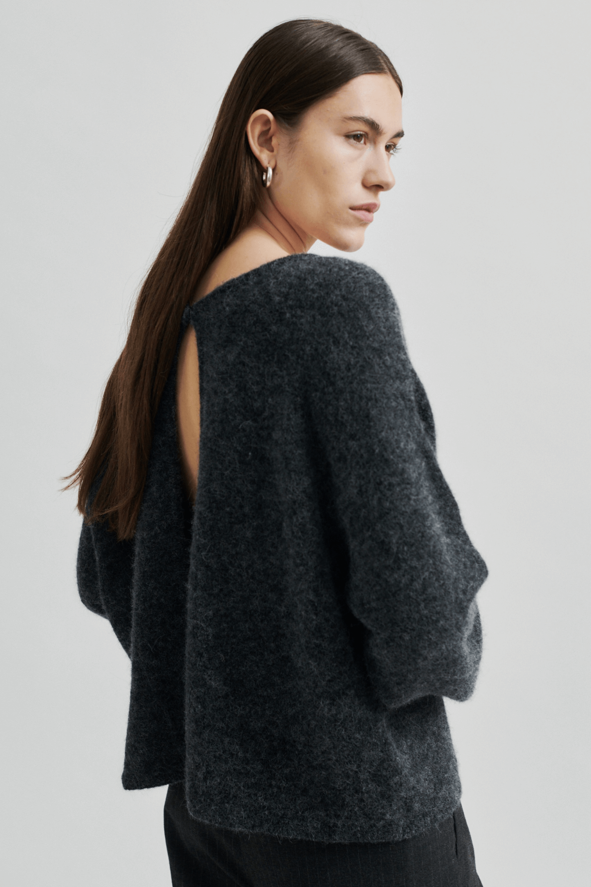 AINA KNIT CARDIGAN DARK GREY