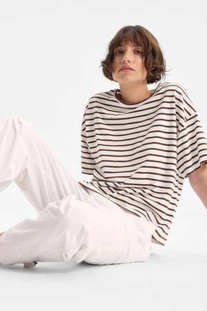ARCHIE STRIPE TEE MOCHA/WHITE