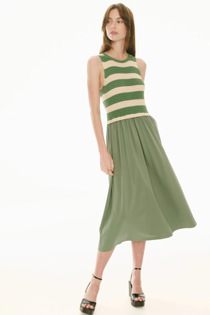 BONDE DRESS KNIT GREEN/IVORY