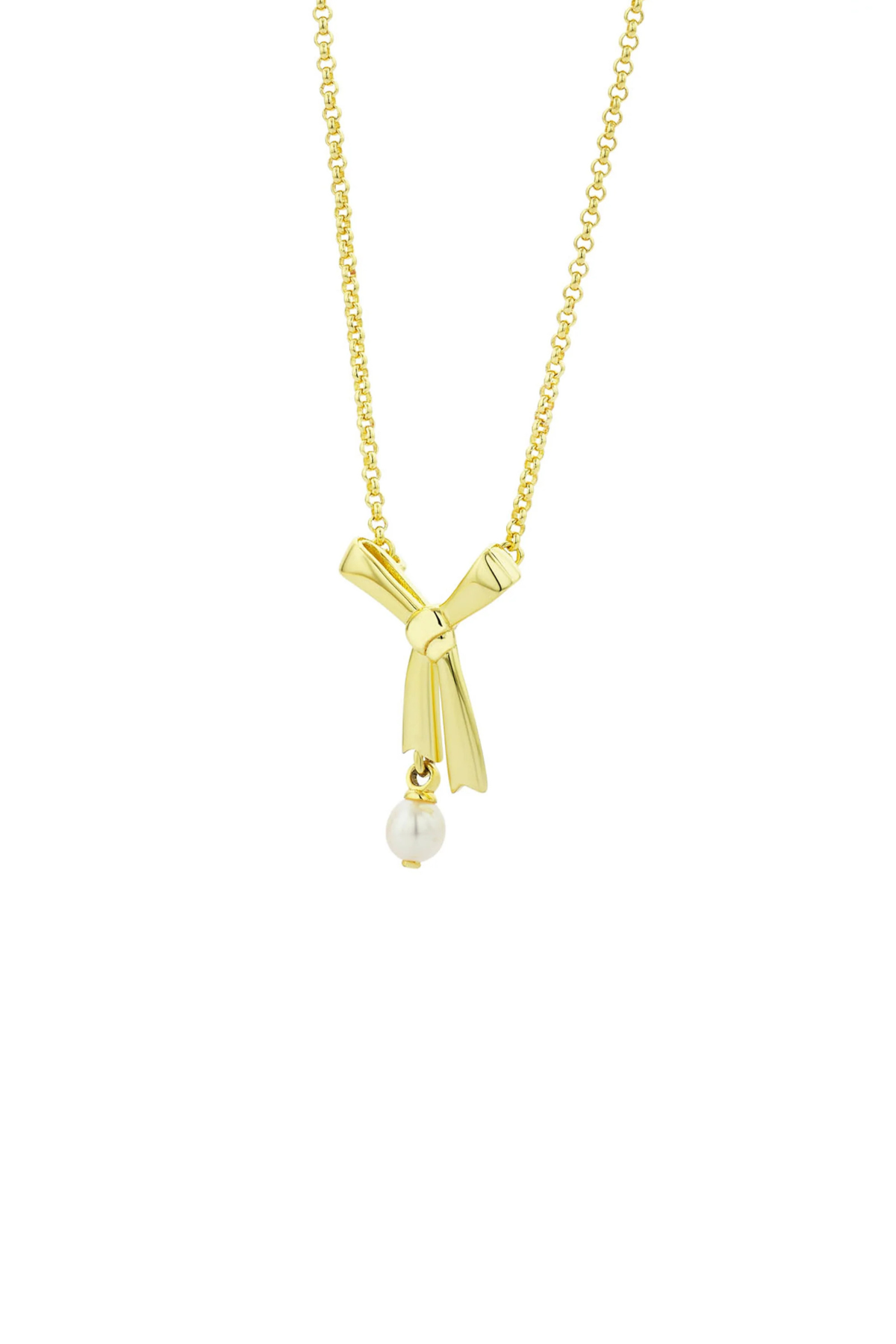 PEARL BOW NECKLACE 45CM GOLD-PLATED