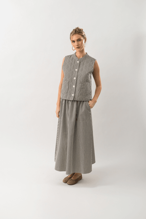 CAIRO QUILTED VEST STRIPE BLACK
