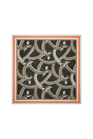 CAROUSEL CLASSIC SILK SCARF OLIVE MULTI