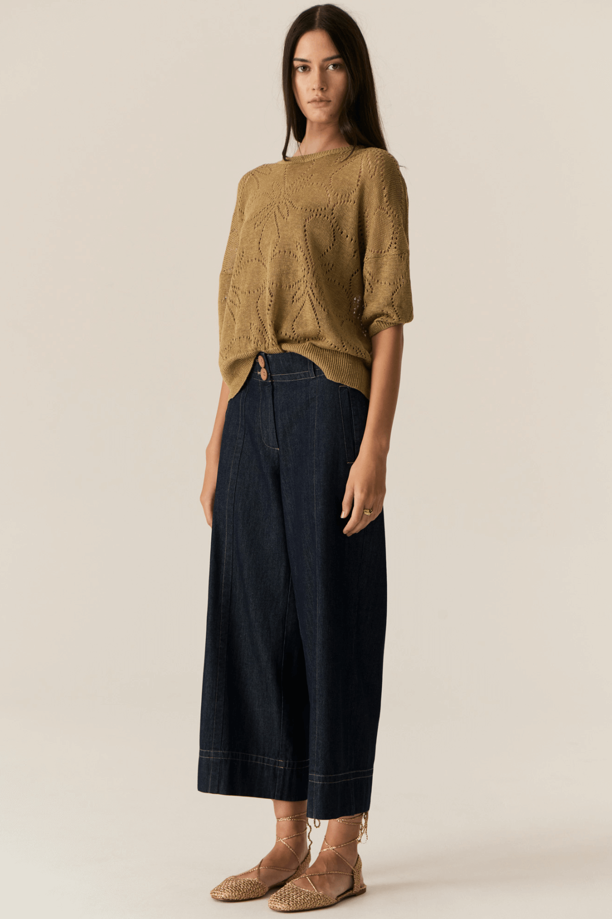 CARSEN CROP PANT DARK WASH