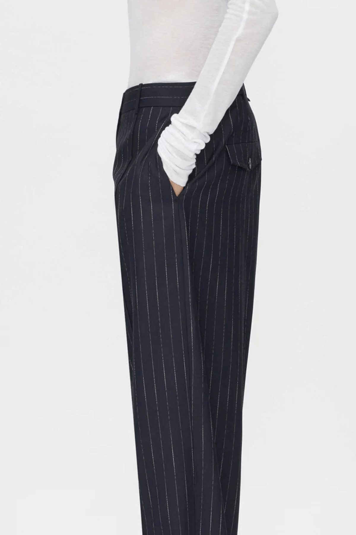 CLEMENCE PANT NAVY PINSTRIPE