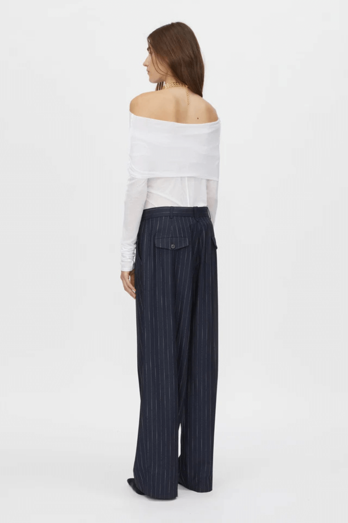 CLEMENCE PANT NAVY PINSTRIPE