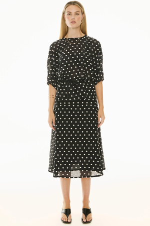 CLOVE SKIRT EMBROIDERED BLACK/PEBBLE SPOT
