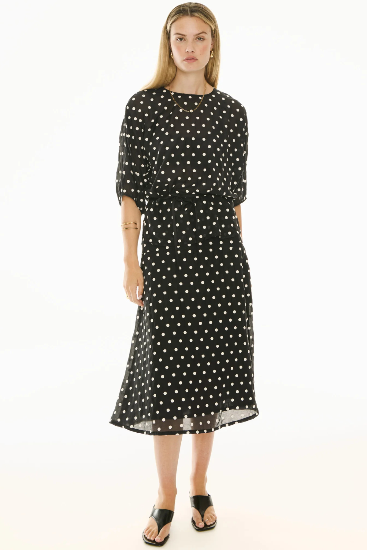 CLOVE TOP EMBROIDERED BLACK/PEBBLE SPOT