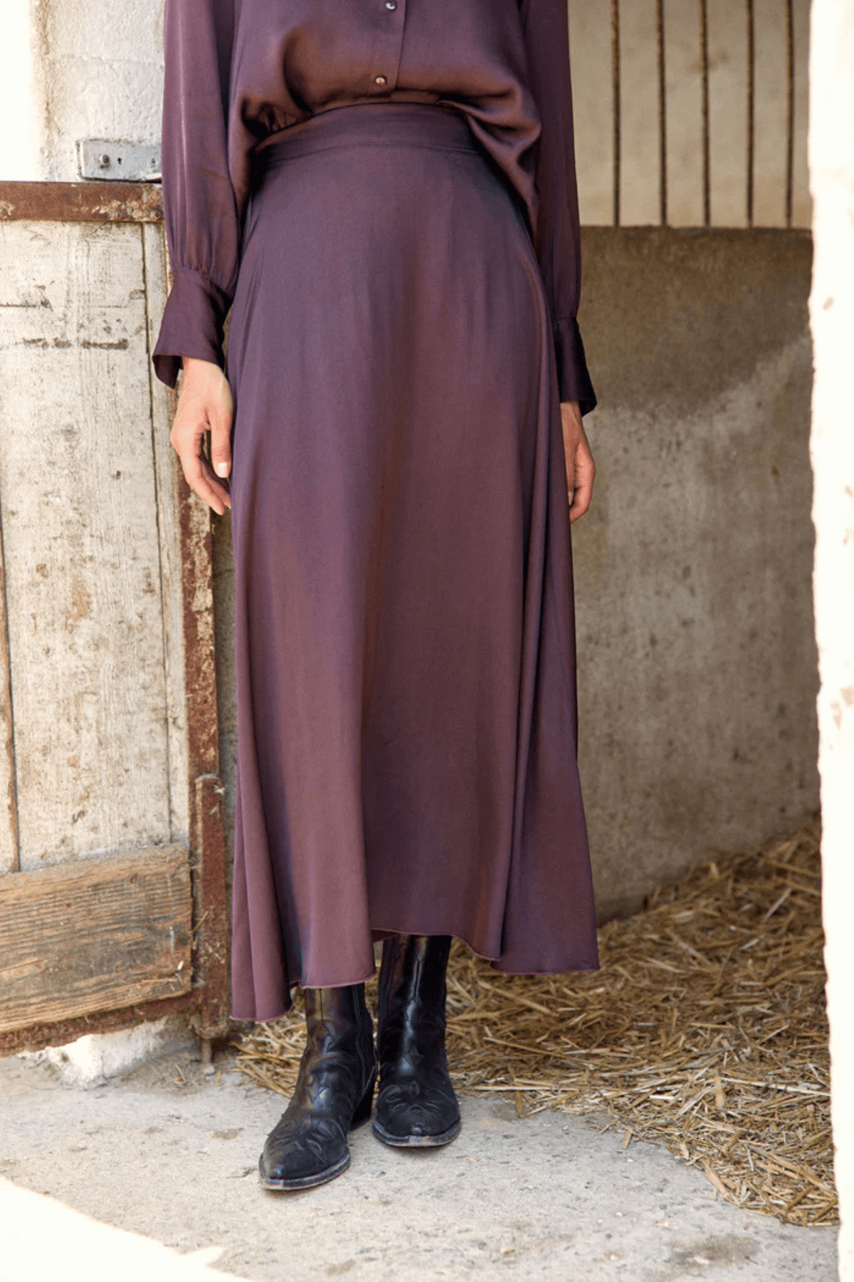 COME LONG FLARED SKIRT SKIRTS RAISIN