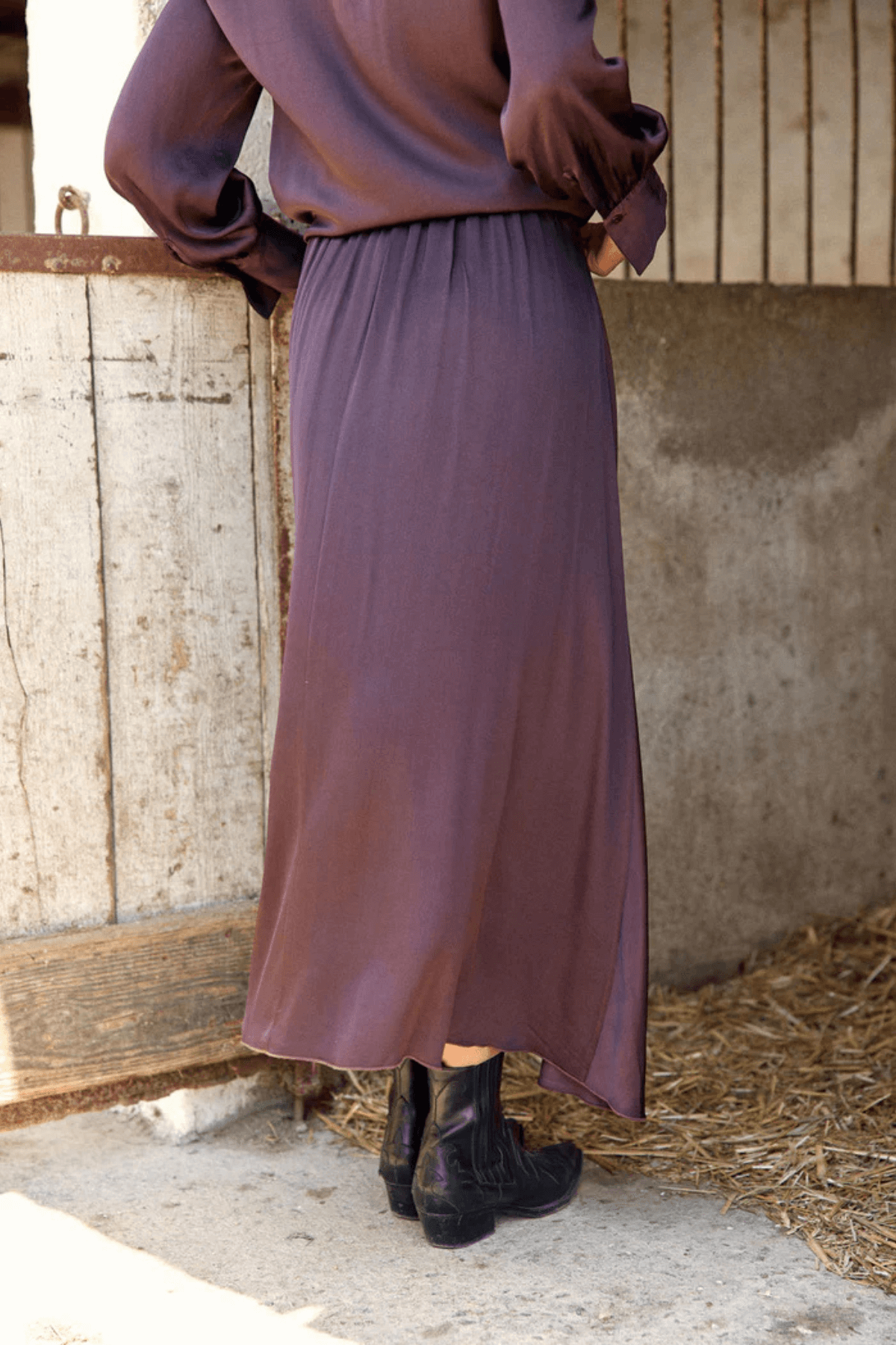 COME LONG FLARED SKIRT SKIRTS RAISIN