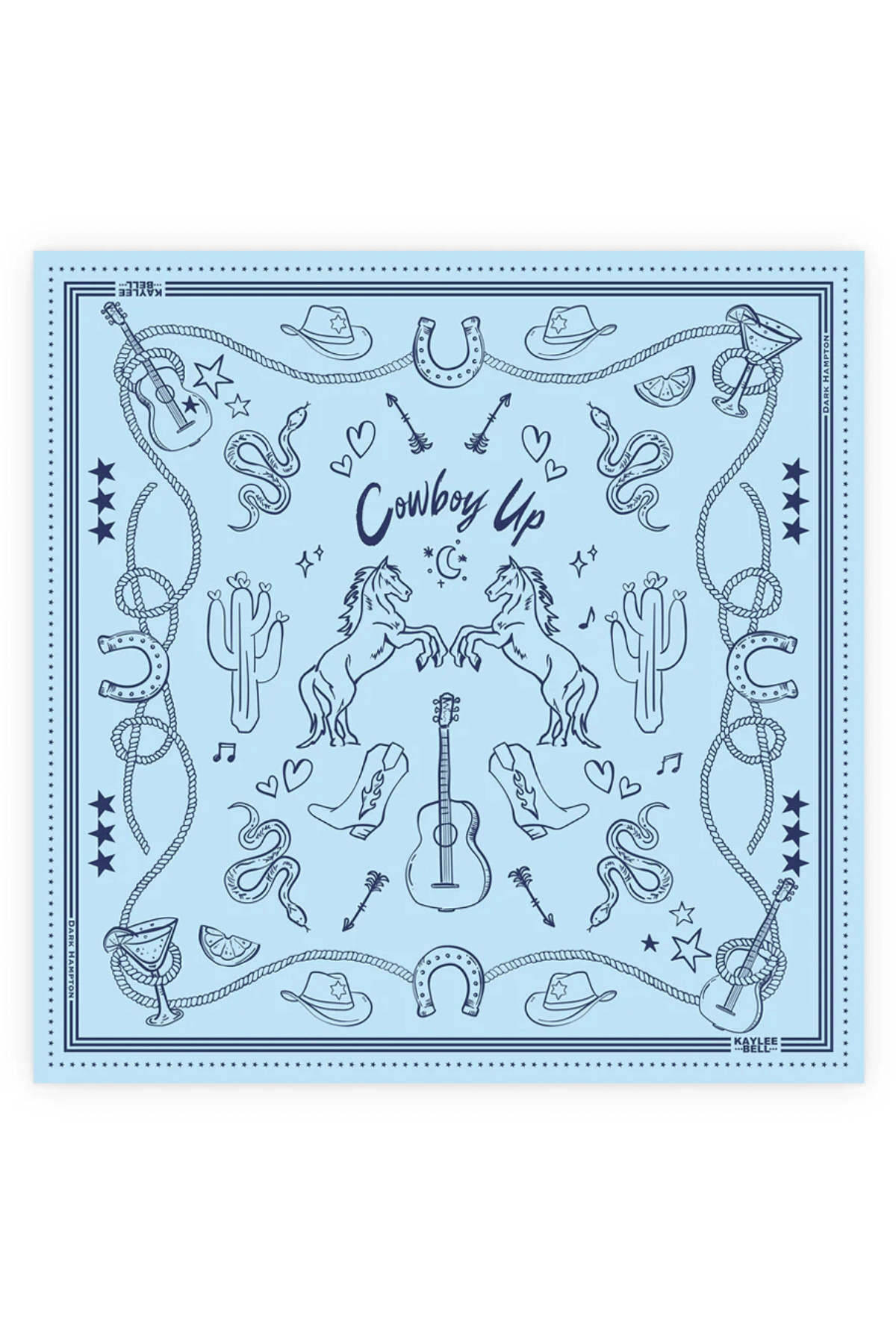 THE COWBOY UP BLUE PETITE SILK SCARF