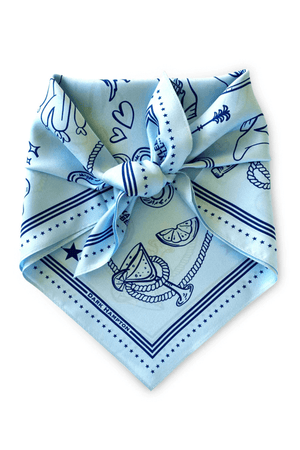 THE COWBOY UP BLUE PETITE SILK SCARF