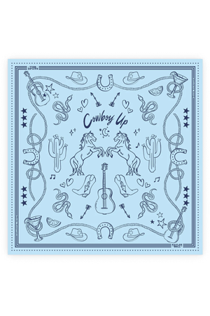 THE COWBOY UP BLUE PETITE SILK SCARF
