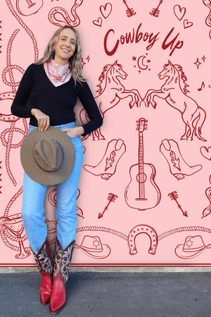 THE DH x KAYLEE BELL COWBOY UP PINK PETITE SILK SCARF