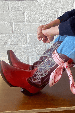 THE DH x KAYLEE BELL COWBOY UP PINK PETITE SILK SCARF