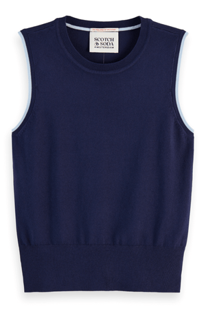 CREW NECK RELAXED KNITTED TANK NAVY
