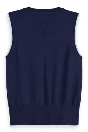 CREW NECK RELAXED KNITTED TANK NAVY