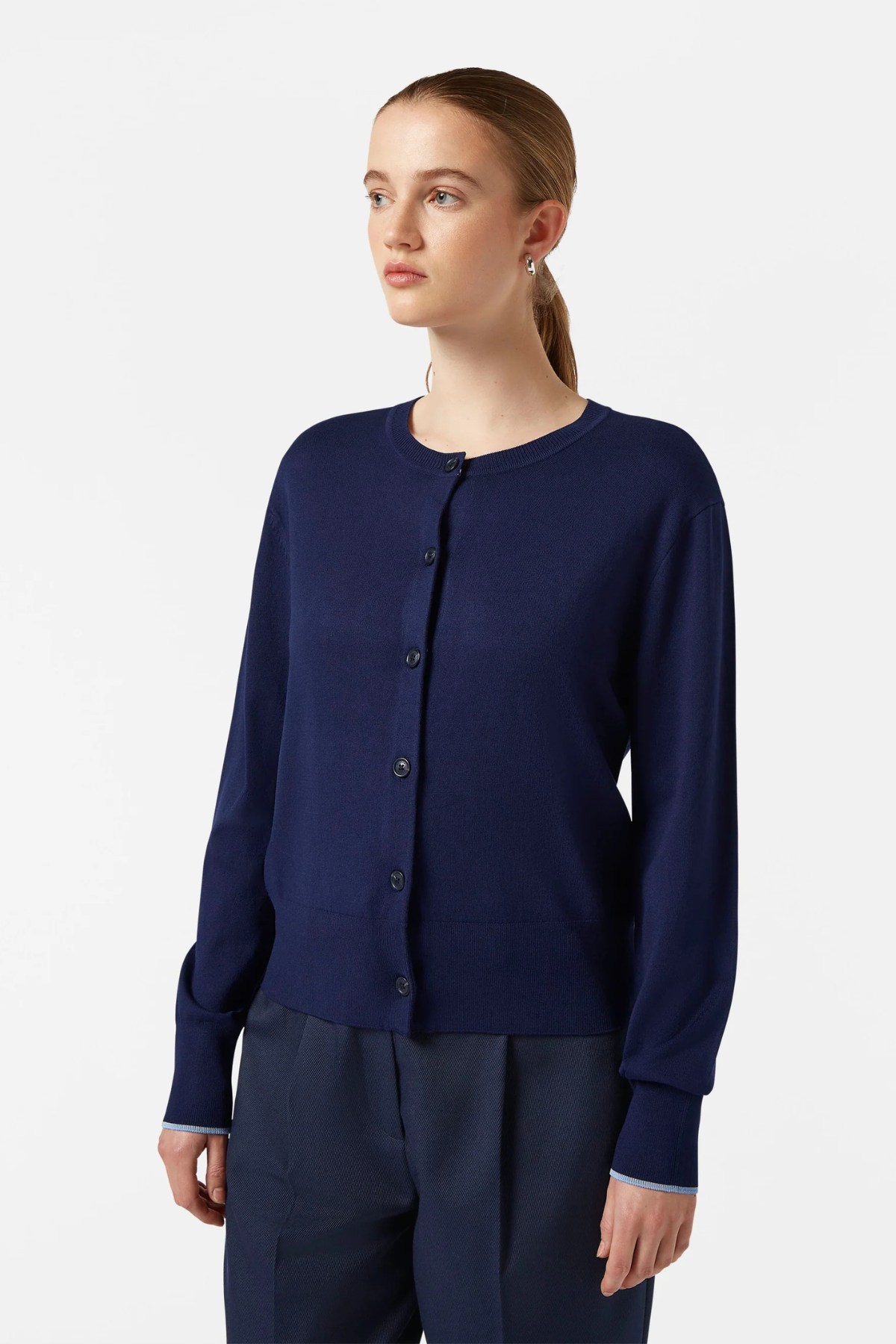 CREW NECK RELAXED CARDIGAN NAVY