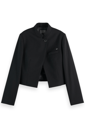 CROPPED TAILOR GABARDINE BLAZER BLACK