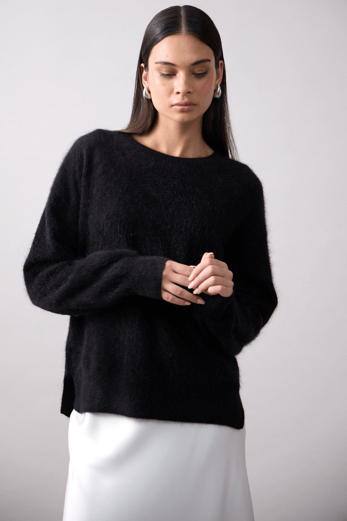 CYRA CREW BRUSHED CASHMERE JET