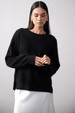 CYRA CREW BRUSHED CASHMERE JET