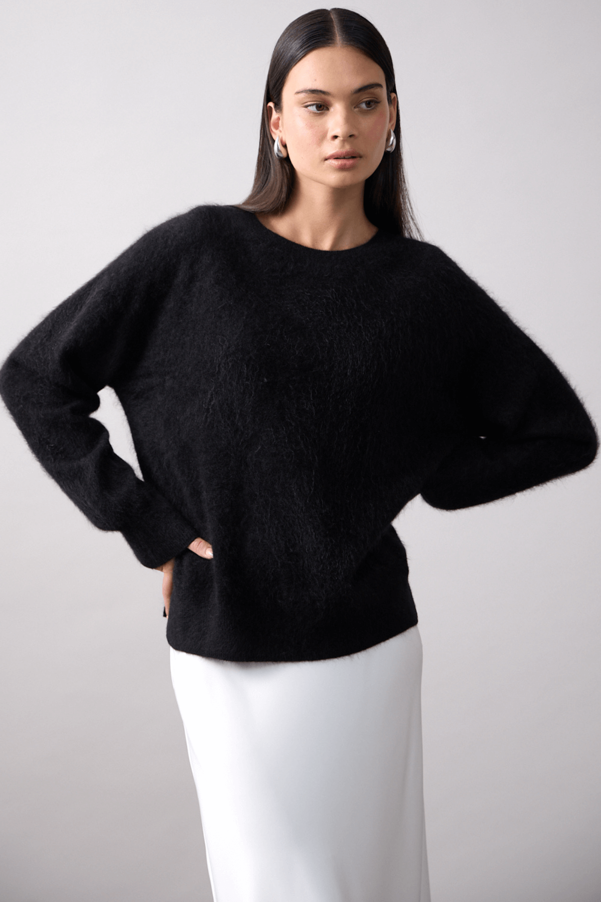 CYRA CREW BRUSHED CASHMERE JET