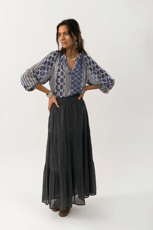 DIAMOND MAXI SKIRT WASHED BLACK