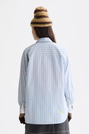 EMBROIDERED GIRLFRIEND SHIRT FADED DENIM LAVENDER