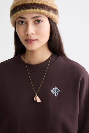 EMBROIDERED LOGO RELAXED FIT SWEATER CHOCOLATE PLUM