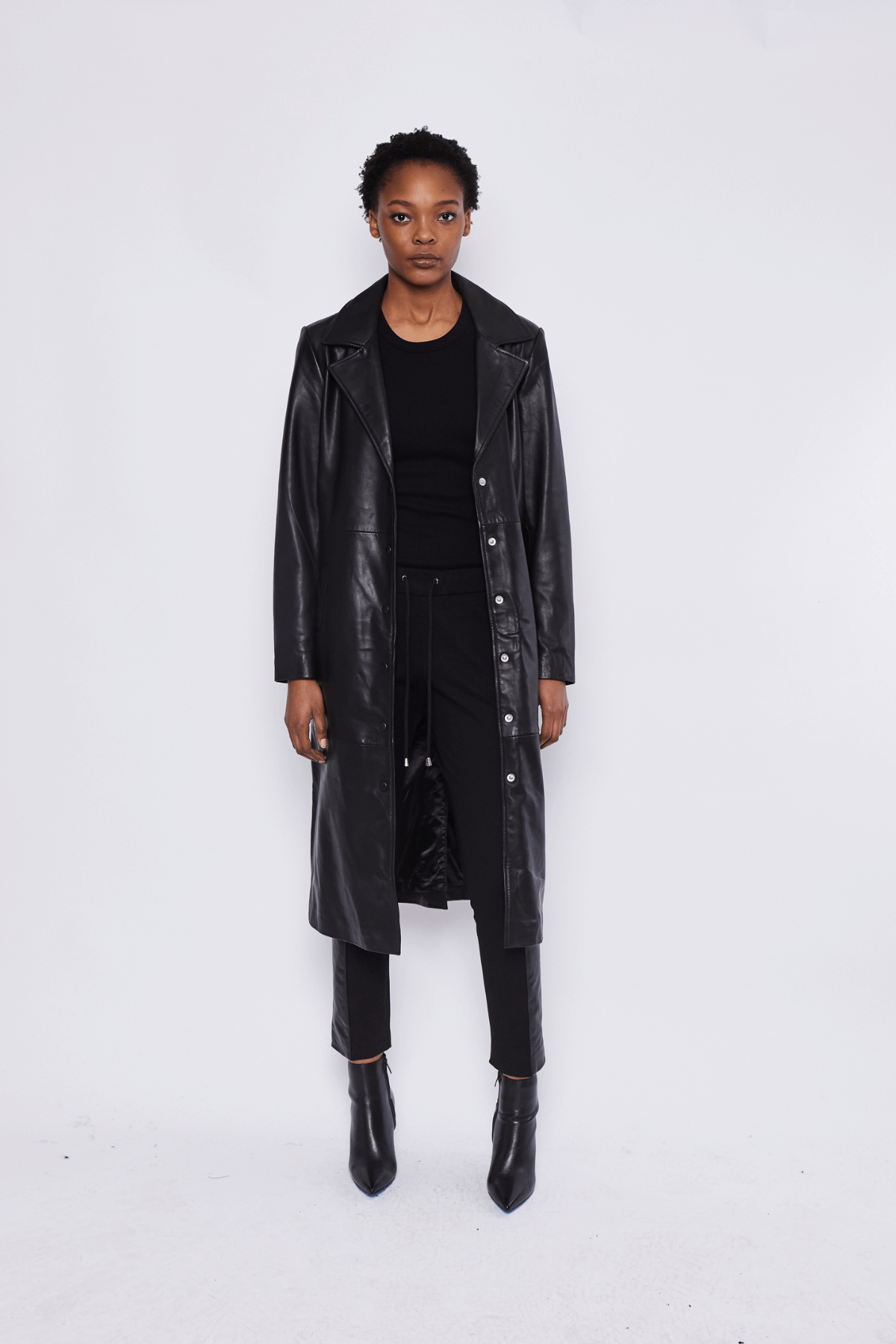 ERIN LEATHER TRENCH BLACK