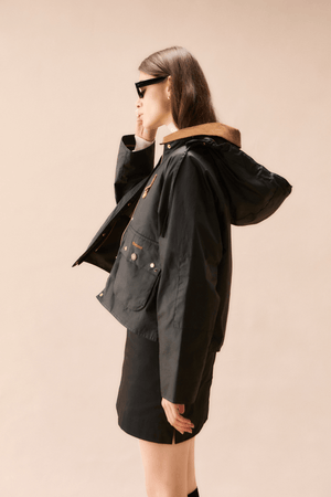 ERMA WAX JACKET BLACK/ANCIENT