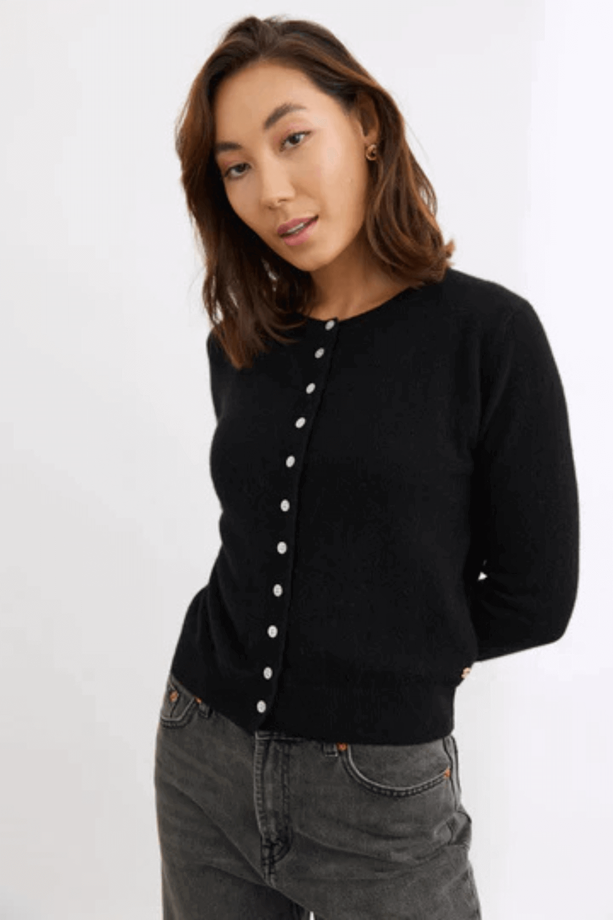 ESSENTIAL SLIM CARDI JET BLACK