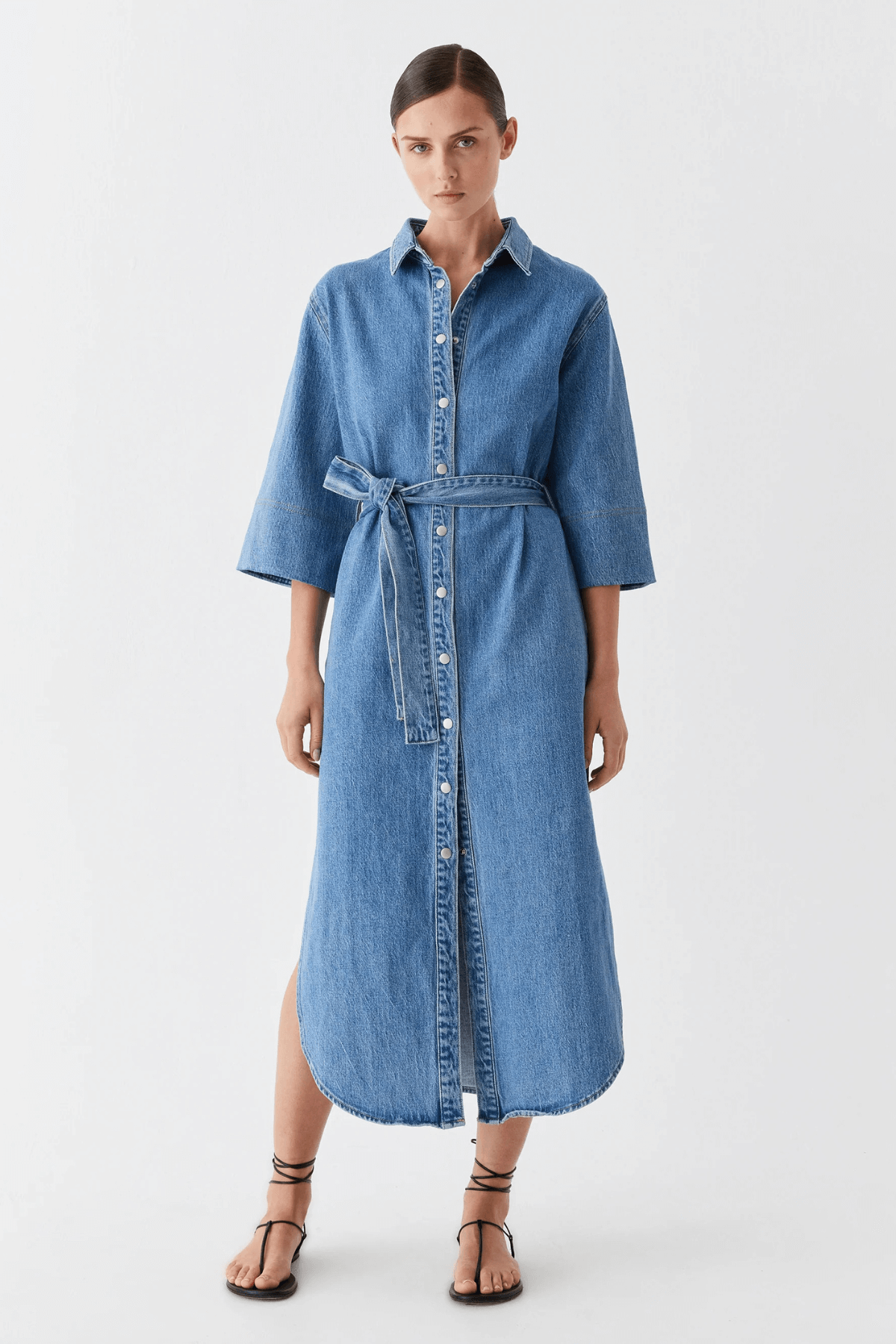 FYNN DENIM SHIRT DRESS BLUE