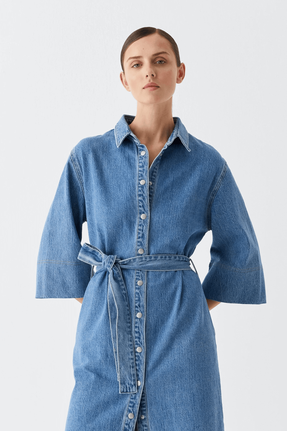 FYNN DENIM SHIRT DRESS BLUE