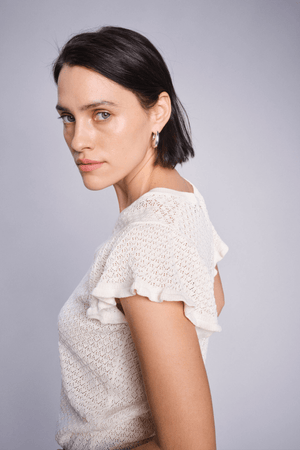 GANNA PATTERN V-NECK ECRU