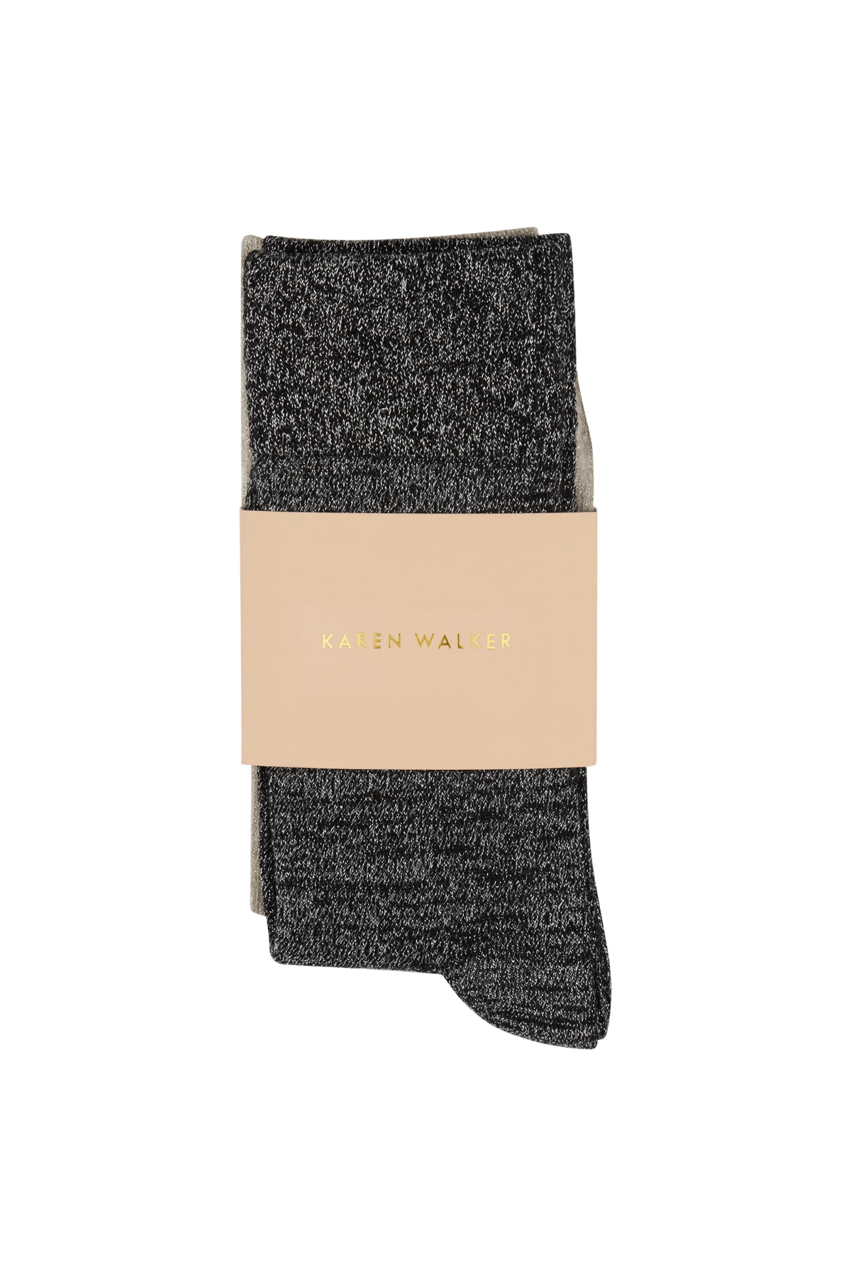 GLITTER SOCKS NATURAL SILVER/BLACK SILVER