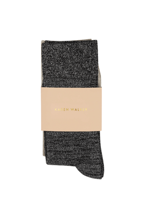 GLITTER SOCKS NATURAL SILVER/BLACK SILVER